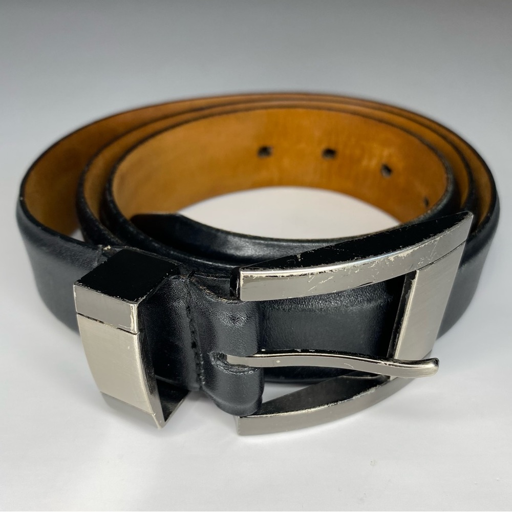 Remo Tulliani Men’s Designer Leather Belt Black Calfskin Sz 36 USA